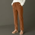 thumbnail image 7 of Tianiyouqing Women Corduroy Pants Casual Fall Pants Drawstring High Waisted Straight Leg Pants for Women Stretchy Work Trousers with Pockets Ginger L, 7 of 7