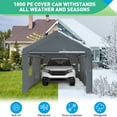 thumbnail image 5 of 12x20 FT Heavy Duty Carport, Portable Garage with Sidewalls, Roll-up Windows, Carports 10x20 Heavy Duty for Car Boat Truck Motorcycle, 5 of 5