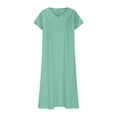 thumbnail image 5 of Xixinqiwan Womens Summer T Shirt Dress Casual Short Sleeve V Neck Loose Maxi Dresses Side Split Midi Dress, 5 of 5