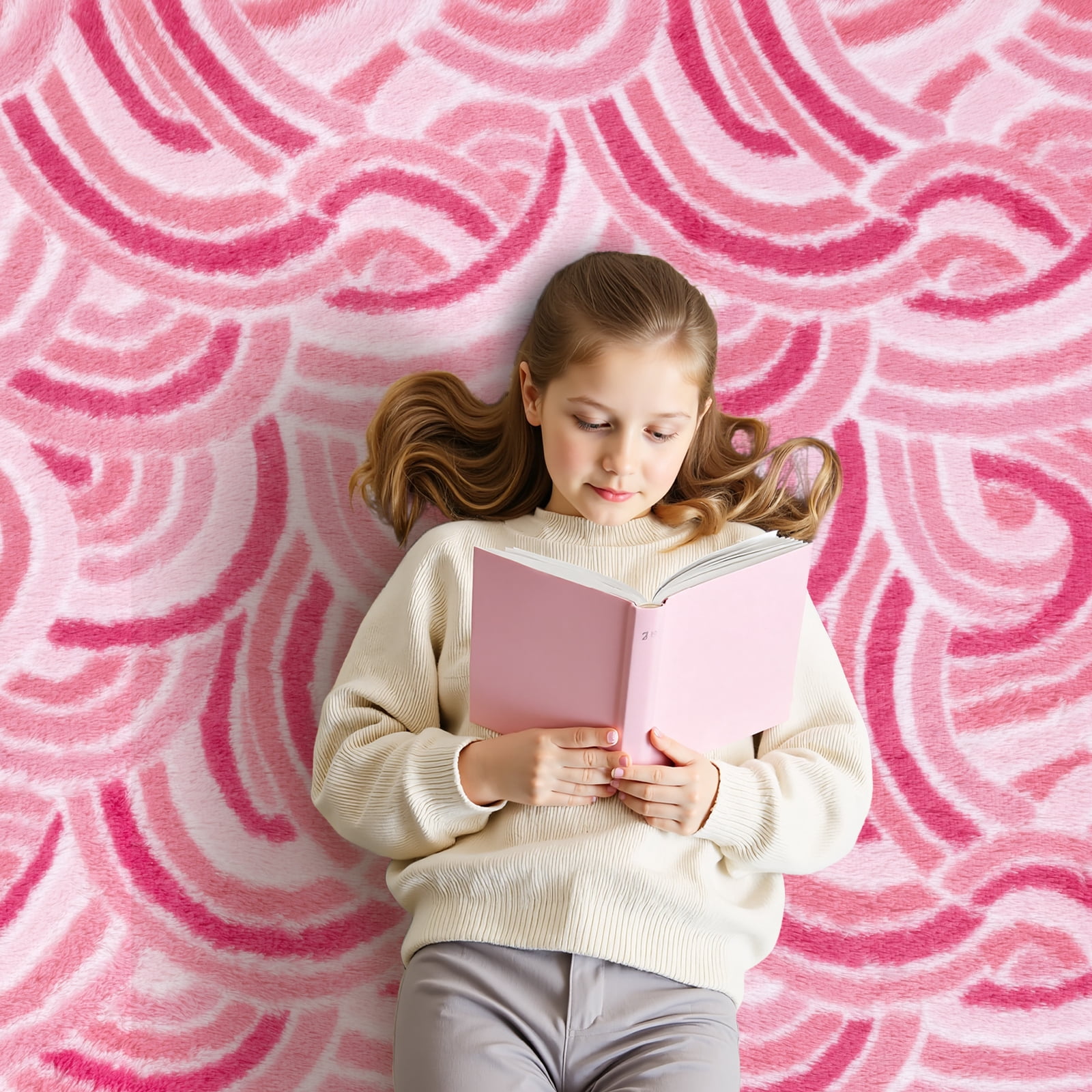 MeyJey 3'x 5' Shag Area Rug, Soft Fluffy Area Rugs for Kids Room Living Room Bedroom Decor Carpet, Pink