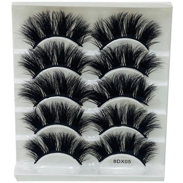 Xihbxyly Liquidación de verano 5 pares, pestañas postizas naturales, maquillaje, pestañas postizas gruesas y colores naturales negro