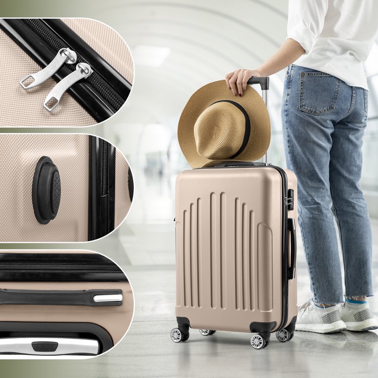 Zimtown 3pc Lightweight Hardside Spinner Suitcase Set, TSA Lock