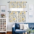 thumbnail image 2 of Yellow Blue Flowers Kitchen Curtains Sets for Windows 24 Inch Length, Watercolor Botanical Floral Plants Rod Pocket Window Treatments Tier Curtains and Valances Set for Bedroom/Bathroom, 2 of 8