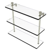 Foxtrot Collection 16-in Triple Tiered Glass Shelf in Polished Nickel