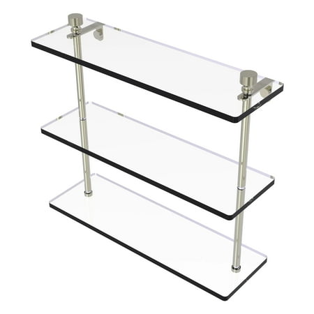 Foxtrot Collection 16-in Triple Tiered Glass Shelf in Polished Nickel