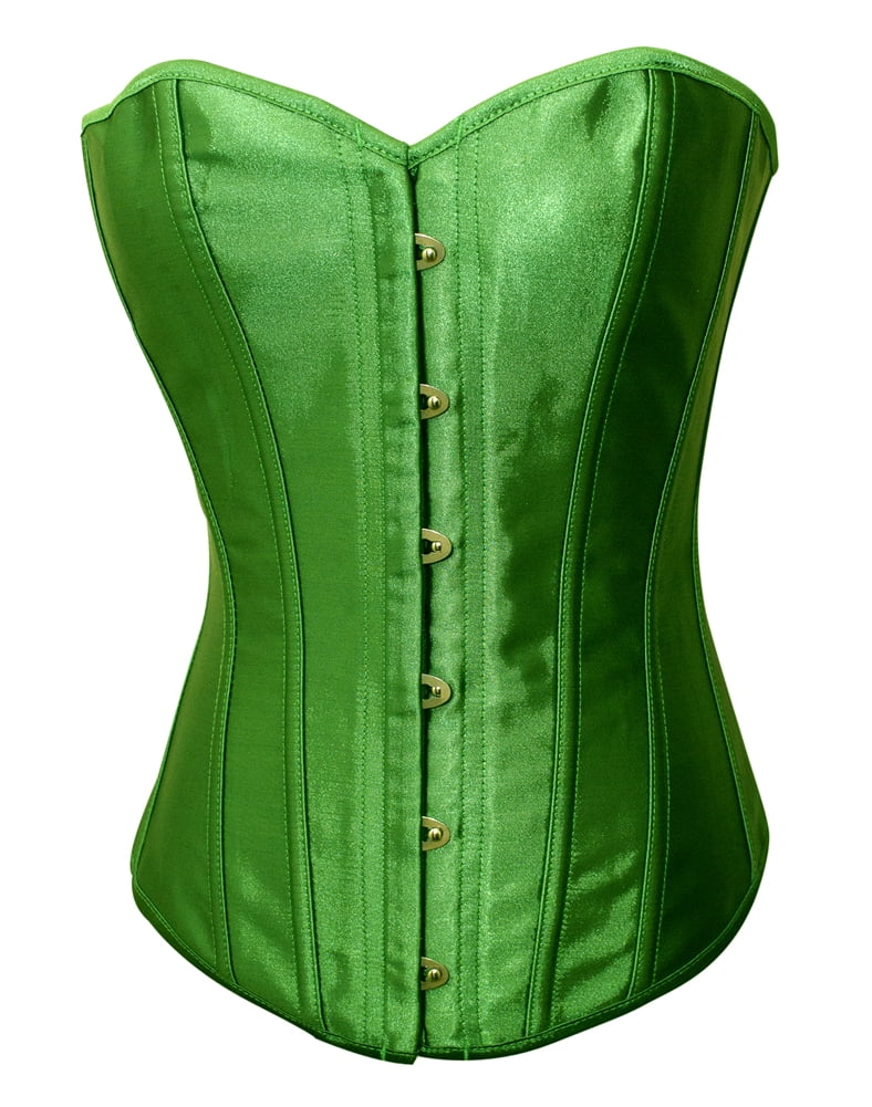 Chicastic Emerald Green Satin Sexy Strong Boned Corset Lace Up Bustier ...