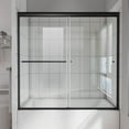 thumbnail image 4 of 60-58 in. Semi-Frameless Double Sliding Tub Door, Shower Bypass Bathtub SGCC Tempered Glass Door, Matte Black, 4 of 8
