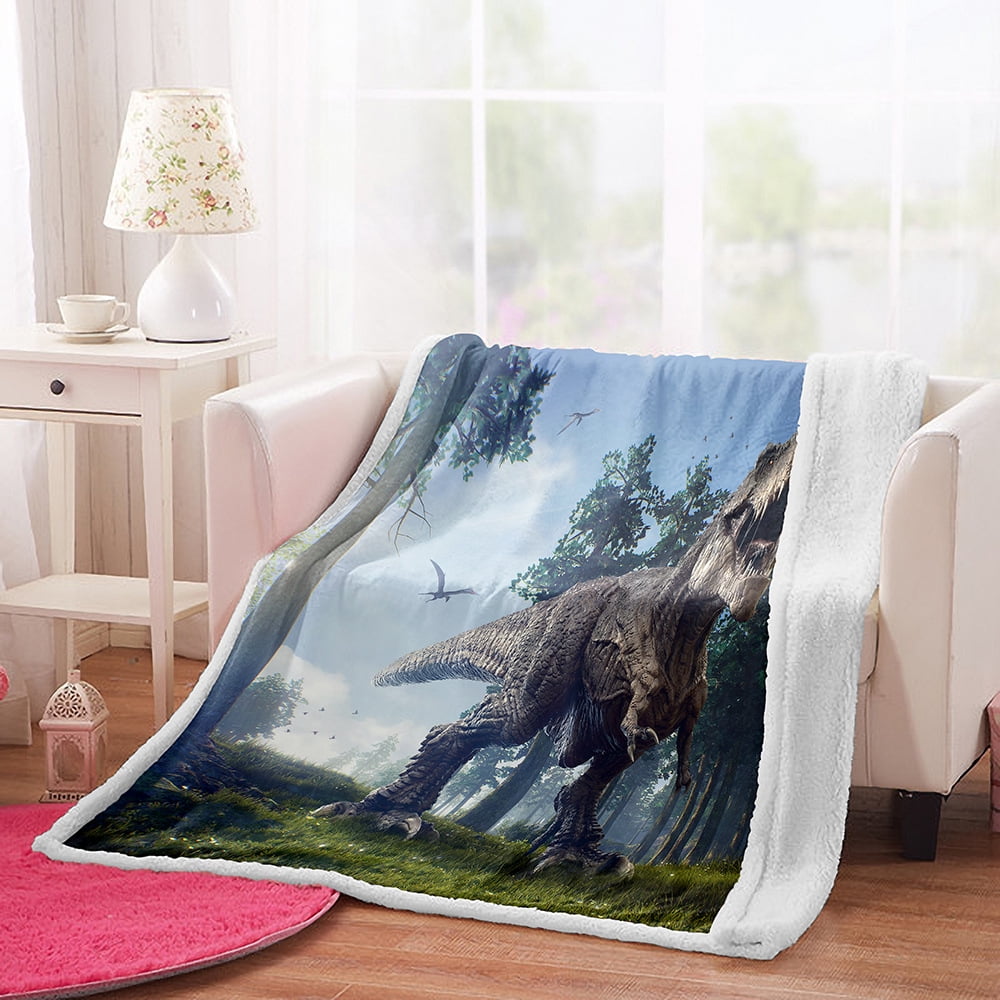 Dinosaur Throw Blanket Dinosaur Sherpa Plush Blanket for Boys, Dinosaur