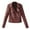 Wine, variant on Lindreshi Leather Jacket for Women Womens Casual Solid Color Lapel Zipper Long Sleeve Leather Jacket Coat Tops Blouse