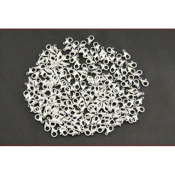 U8MO 50pcs 10/12/14/16/18/21mm Silver Lobster Clasps Metal Hooks for Jewelry Making-10x5mm