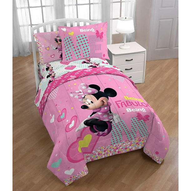 Minnie Mouse Twin Comforter, Sheets & Bonus SHAM (5 Piece Bed in A Bag