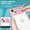 thumbnail image 5 of Crystal Clear Design for iPhone 14 Plus Case with Camera Lens Sliding Cover, Military Grade Drop Protection Non-Yellowing Slim Transparent Shockproof Phone Case for iPhone 14 Plus, Pink, 5 of 6