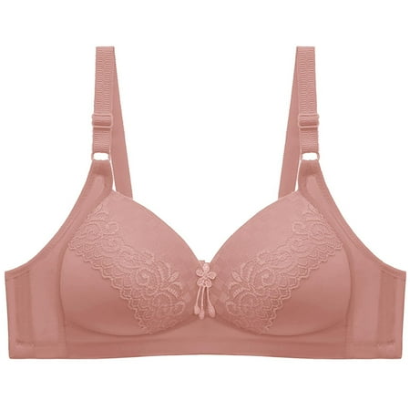 

HTNBO Plus Size Wireless Bra for Women Solid Color Underwear Front Closure Wirefree Comfort Hot Pink XL