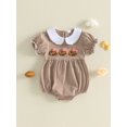 thumbnail image 6 of Baby Girl Football Outfit Striped Short Bubble Sleeve Doll Collar Romper, 6 of 10