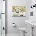 thumbnail image 2 of Daisy Sunflower Bathroom Wall Art Country Floral Butterflies Farmhouse Flower Pictures Bathroom Decor Canvas Painting Decorations Framed Artwork for Bathroom Living Room Kitchen Bedroom 16"x12", 2 of 5
