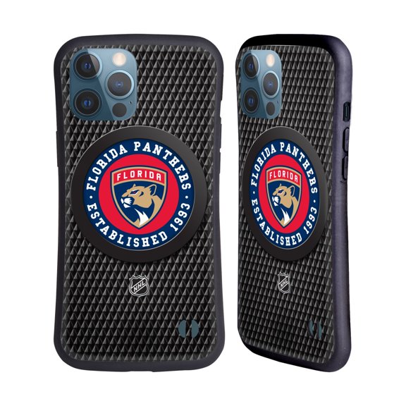 Head Case Designs Officially Licensed NHL Florida Panthers Puck Texture Hybrid Case Compatible with Apple iPhone 13 Pro Max