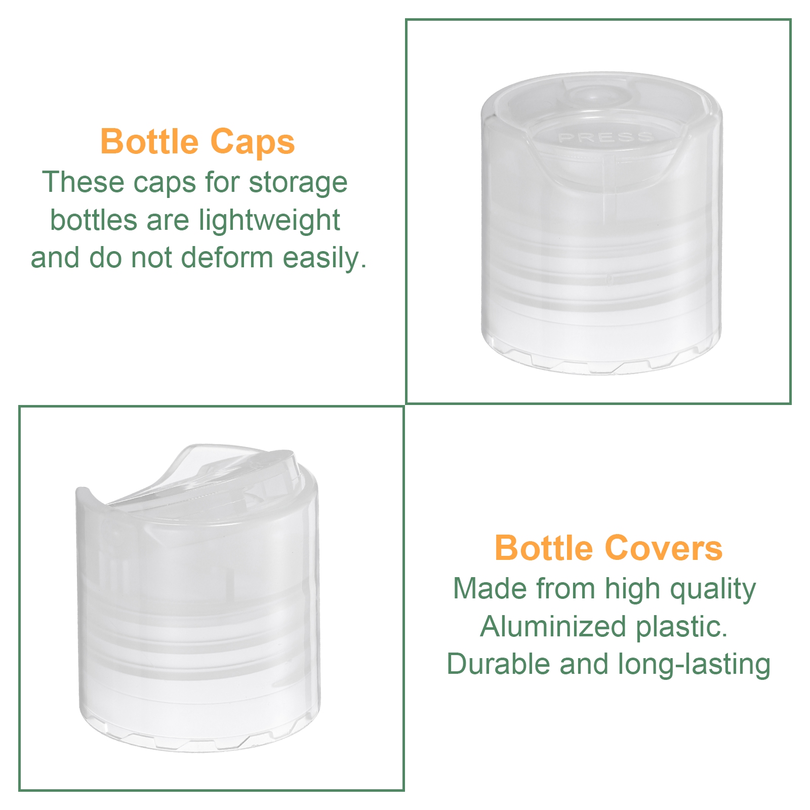 Unique Bargains Disc Top Caps Replacement Press Caps Lids for Squeeze Bottles 24/410 Clear