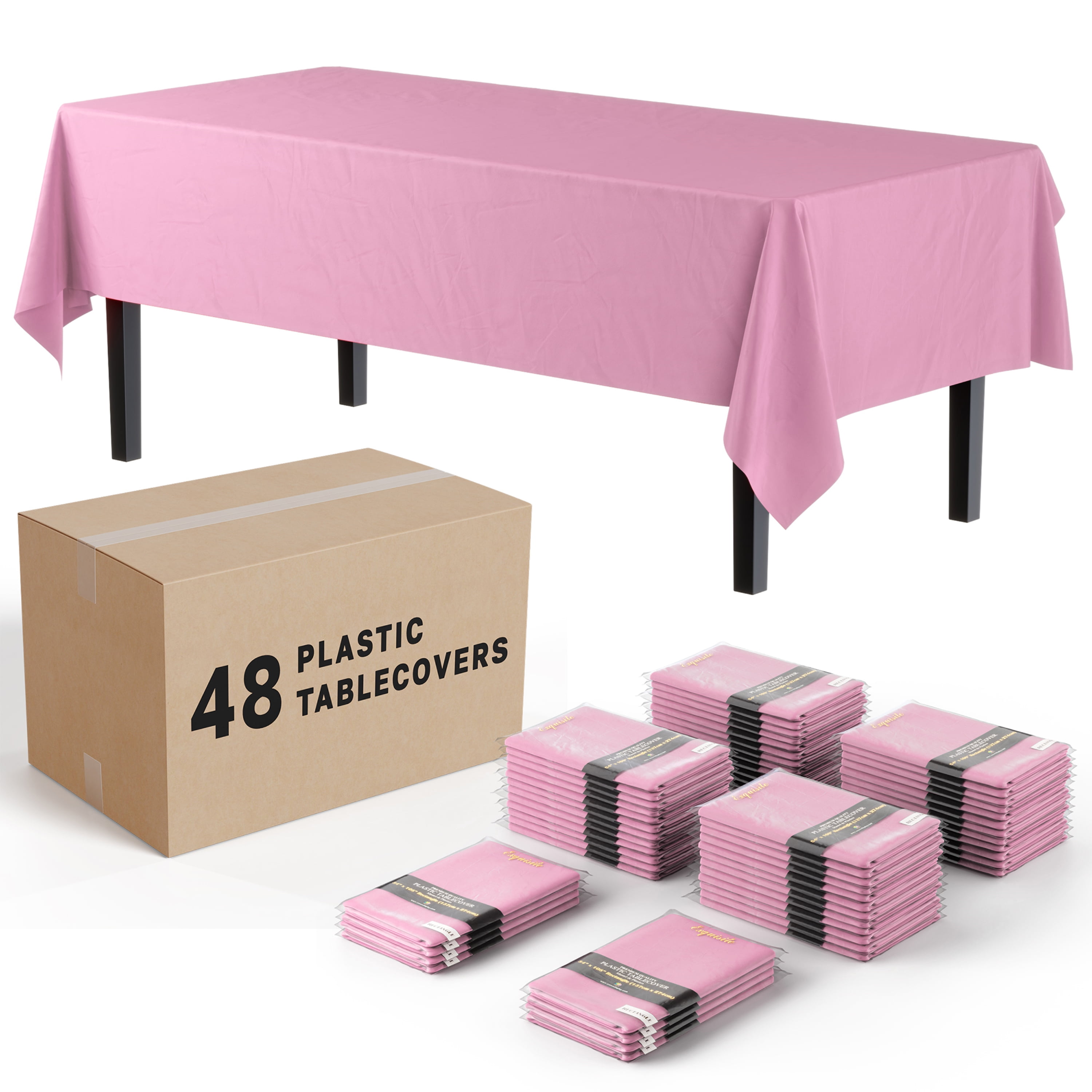 Exquisite Pink Disposable Tablecloths For Rectangle Tables In Bulk 48