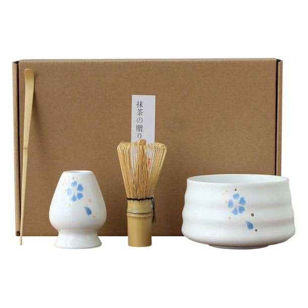 Juego completo de té matcha japonés, cuenco de matcha de 580 ml, accesorios de té para uso japonés. azul 4 hojas