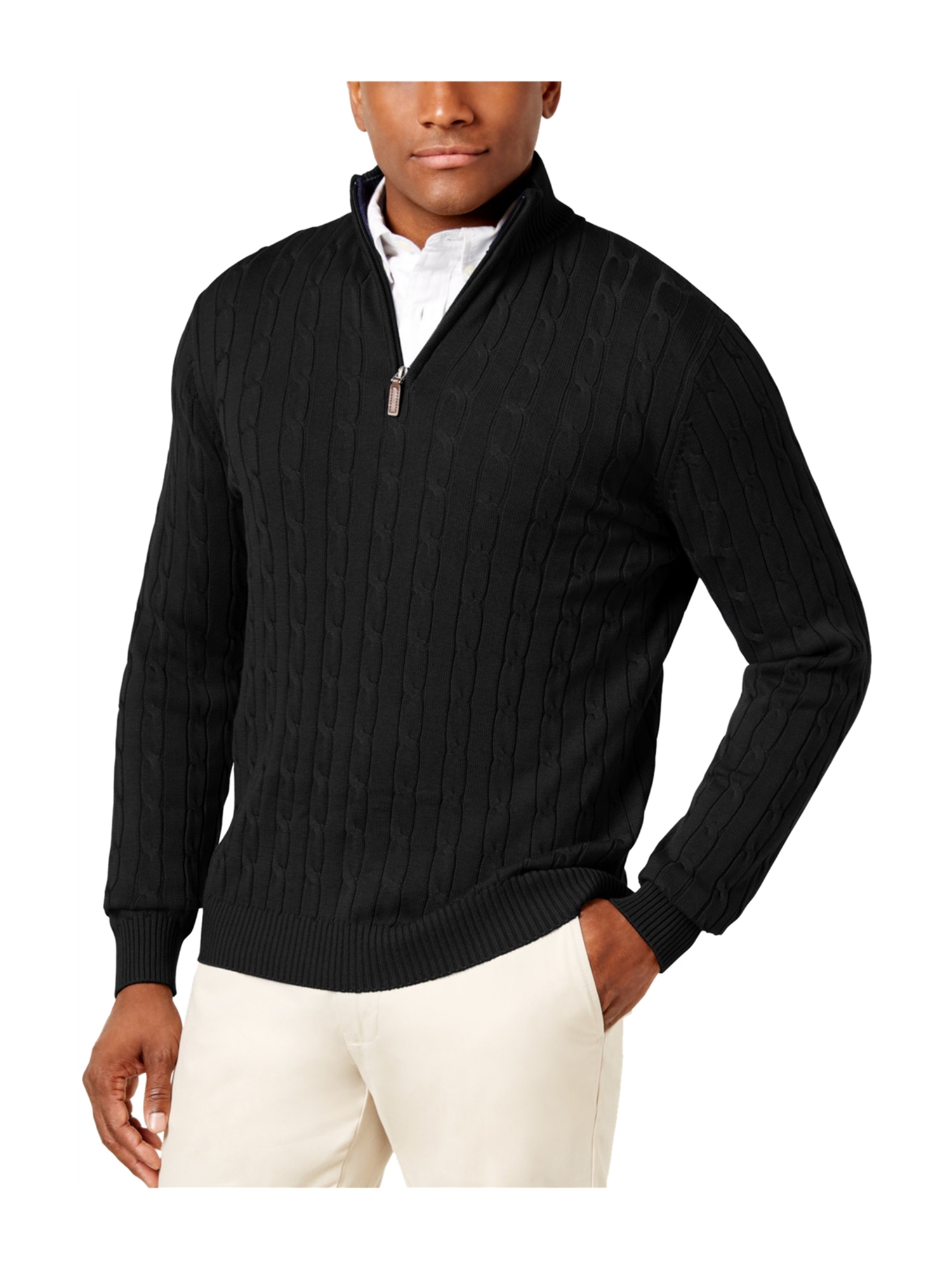 Mens Cable Knit Pullover Sweater 