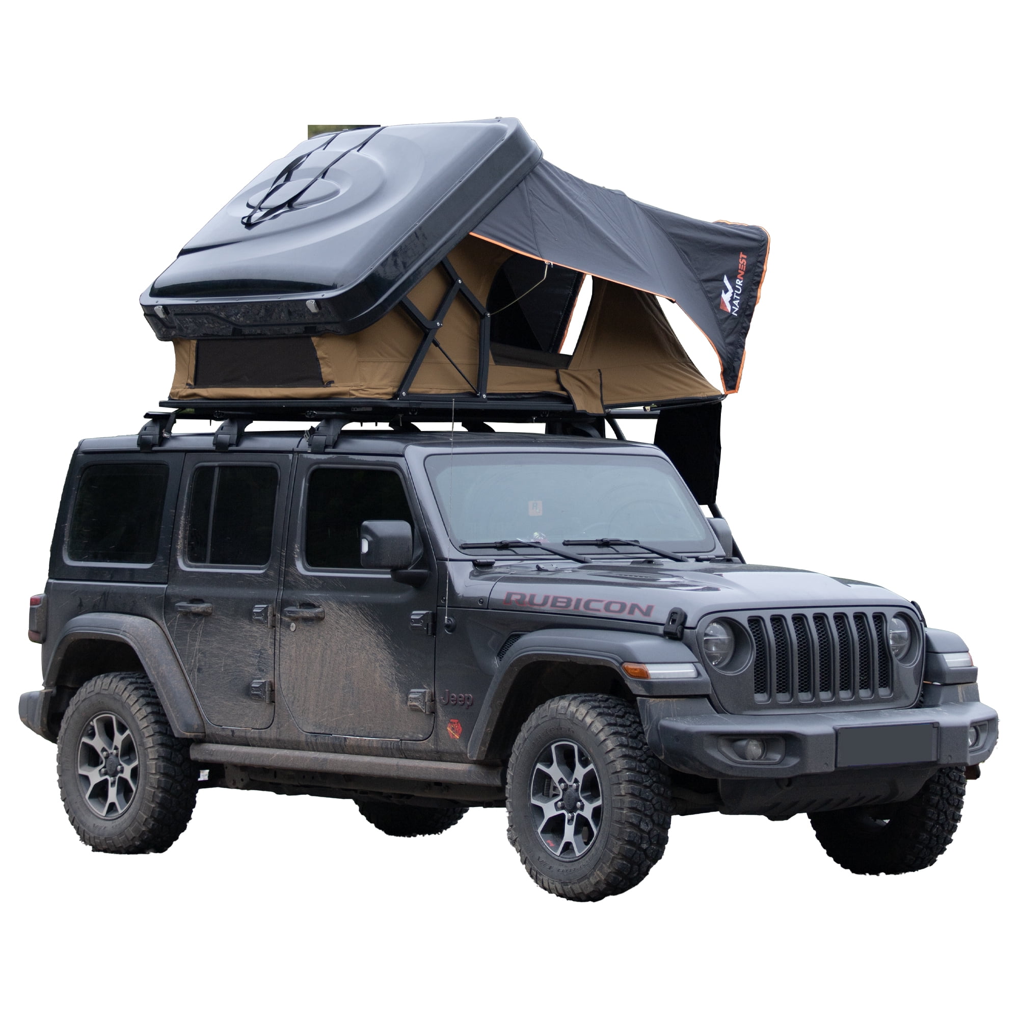 Naturnest Sirius 2 Hard-Shell Rooftop Tent – ABS Aluminium, Elevated Design for Jeep Wrangler Pickup W/ Mattress & Tri-LED Strip Light
