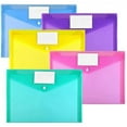 thumbnail image 3 of 12 Pack Folders Plastic Envelopes, Clear Plastic File Folder for Document, Letter A4 Size Poly File Envelopes with Label Pocket, Snap Button for Home Work Office Organizer, 5 Colors, 3 of 9