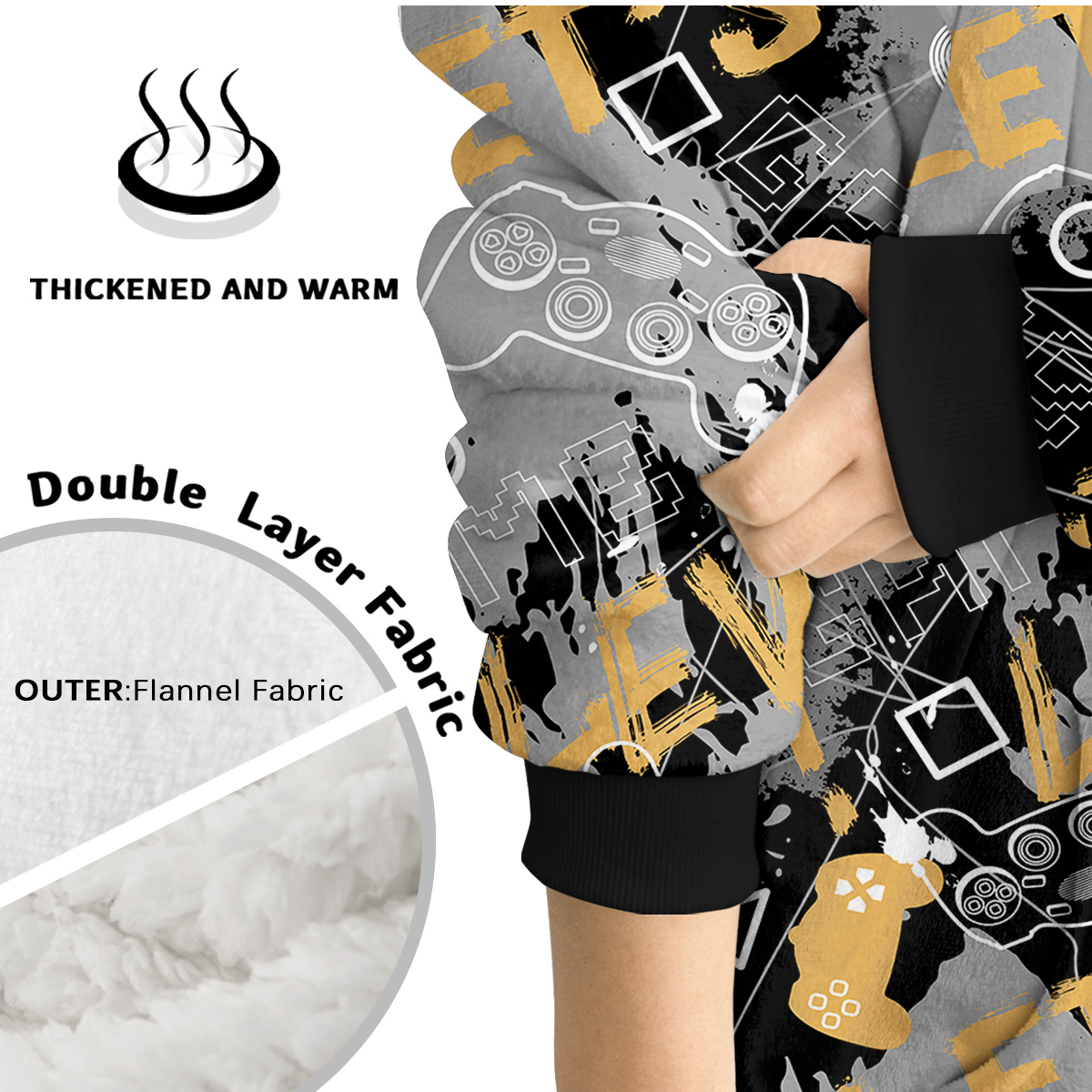BlessLiving Wearable Blanket Hoodie for Kids, Oversized Sherpa Fleece Sweatshirt Blanket, 60x40"