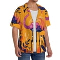 thumbnail image 2 of Gukieu Vibrant Flamingo Illustration Print Men's Short-sleeved Shirts, Button-down Pocket Shirts, T-shirts, Beach Vacation Travel Summer Clothing-X-Large, 2 of 5