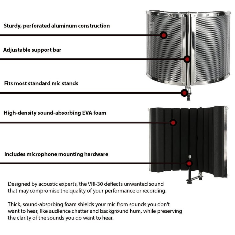 LyxPro VRI-30 Portable Sound Absorbing Vocal Booth Microphone