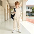 thumbnail image 4 of CYRBOKO Boys Sweatsuit Sets, Casual Long Sleeve Cotton Two-piece Hoodies and Joggers Beige Size 12-13 T, 4 of 8