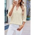 thumbnail image 4 of Womens V Neck Casual Hollow Out Eyelet Embroidered Blouses Shirts Beach Cover Up Tops Dressy Light  L, 4 of 8