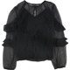 thumbnail image 1 of GUESS Blusa de punto con volantes de enebro para mujer, negro, mediano Guess Tejer, 1 of 1