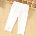 thumbnail image 2 of Afuyipoi Little Girls Cotton Lace Leggings Size 9M-3T Elastic Waist Breathable Lace Trim Capri Pants for Toddler Daily Play Outdoor School Casual Wear White Size 2T, 2 of 10