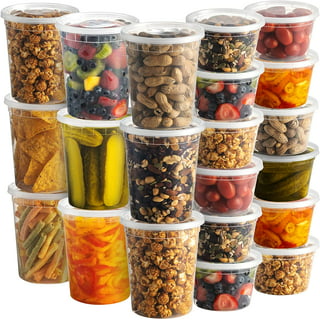 Clear Deli Food Storage Containers With Lids Tamper evident security system  and easy stackable and space saver shape Restaurant Take Out/ Freezer  microwave and dishwasher safe – 8 Oz. – 25 sets – Decony