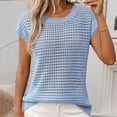 thumbnail image 5 of Quinlirra Womens Summer Tops under $10 Casual Cover Ups for Women Round Neck Solid Color Hollow Out Sunscreen Knitted Sweater Cover Up Sleeveless Tops, 5 of 6