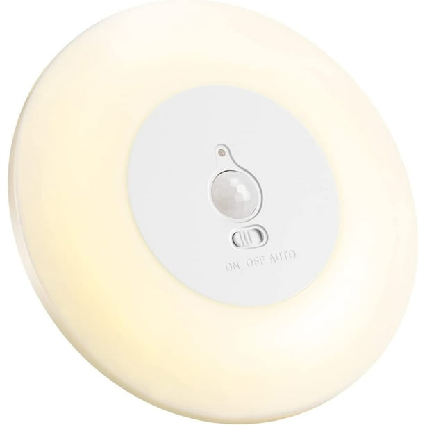 Plafonnier LED à détecteur de Mouvement à Piles Lampe de Plafond sans Fil  3000K pour placards Armoire sous-sol Garde-manger Escalier（lumière chaude）  