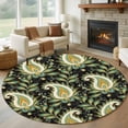 thumbnail image 2 of Round Rugs 5 Ft, Black Teal Boho Botanical Non Slip Area Rugs for Kitchen Bedroom Entryway, Southwestern Retro Ethnic Tribal Washable Carpet Runner Rug Floor Mats for Bedroom Home Decor, 2 of 9