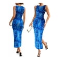thumbnail image 3 of Women'S Sleeveless Summer Wedding Guest Dress Bodycon Floral Mesh Ruched Cocktail Maxi Dresses M, 3 of 6