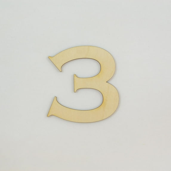 1 Pc, 6 Inch X 1/4 Inch Wood Numbers 3 In The Copperplate Gothic Bold Font Great For Craft Project & Different Decor