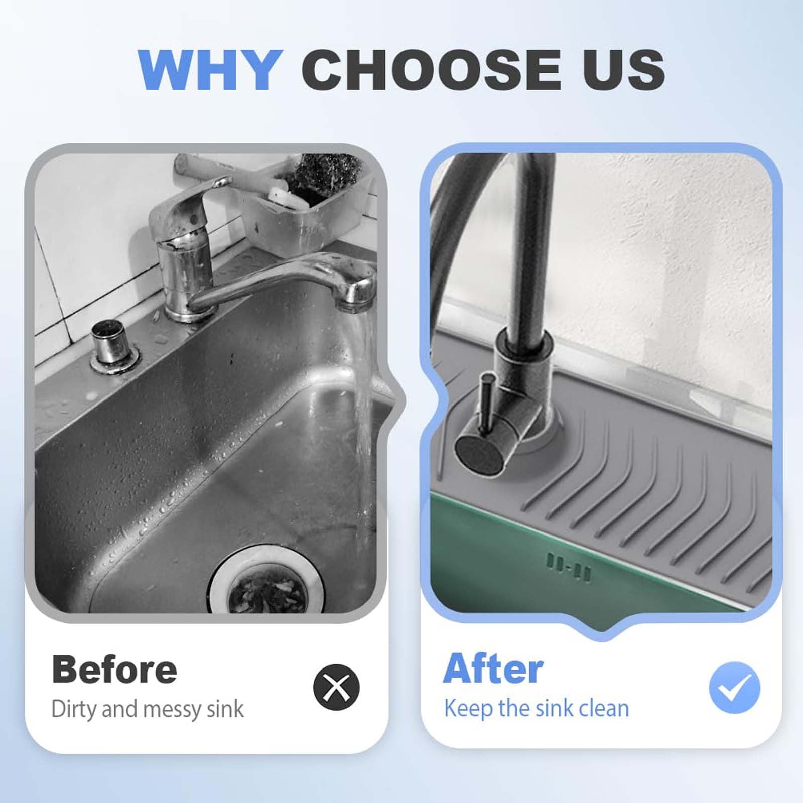 Faucet Drying Pad - 29.9 x 6.5in Splash Guard and Storage Mat, Reusable Sink Protector for Kitchen and Bathroom Countertops(White)
