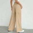 thumbnail image 6 of Hauaitttt Women Drawstring Waist Wide Leg Pants High Waisted Wide Leg Pants Fashion Drawstring Elastic Trousers Comfy Straight Leg Long Pants with Pockets Sweatpants Women Athletic Maternity Women, 6 of 8