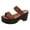 Brown, variant on Platform Mules for Women Open Toe Wedge Sandals Braided Double Band Casual Slides Comfortable Arch Support Slip on Summer Slippers Black Size 9