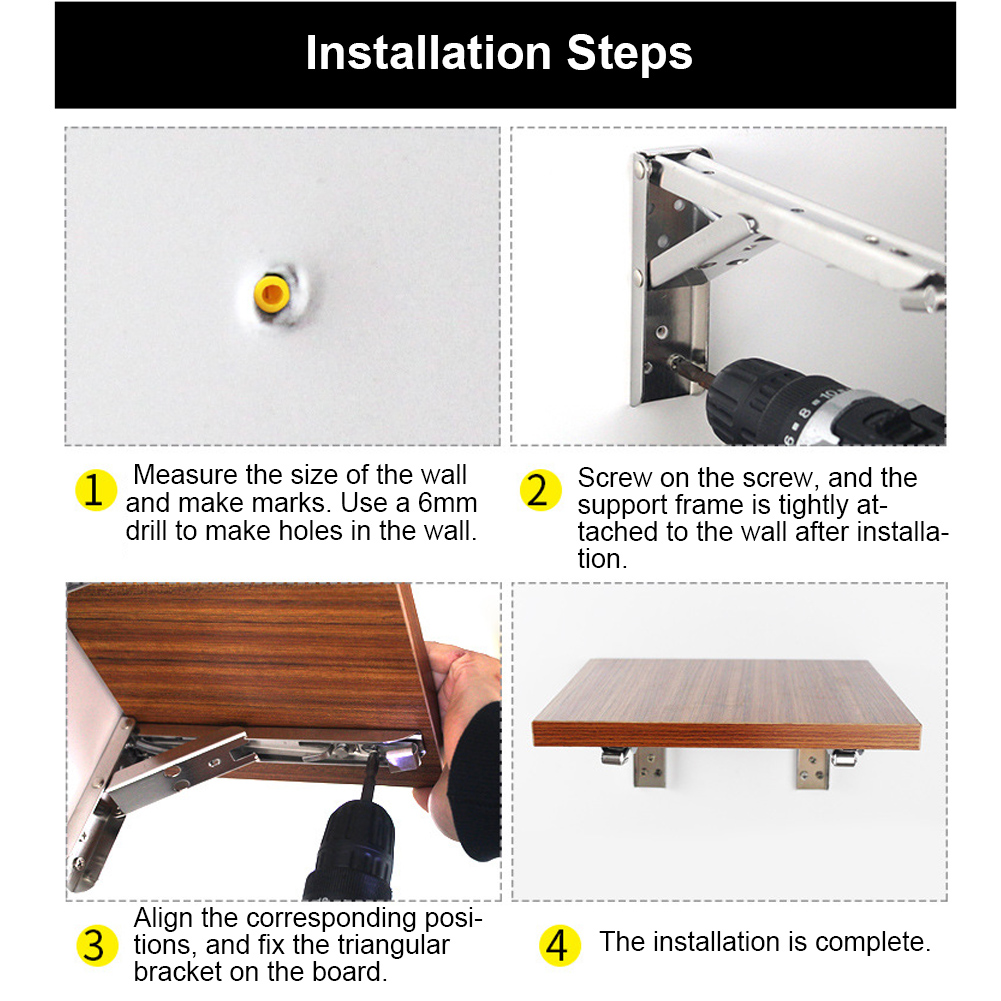 2Pcs Triangular Support Bracket Stainless Steel Triangular Folding