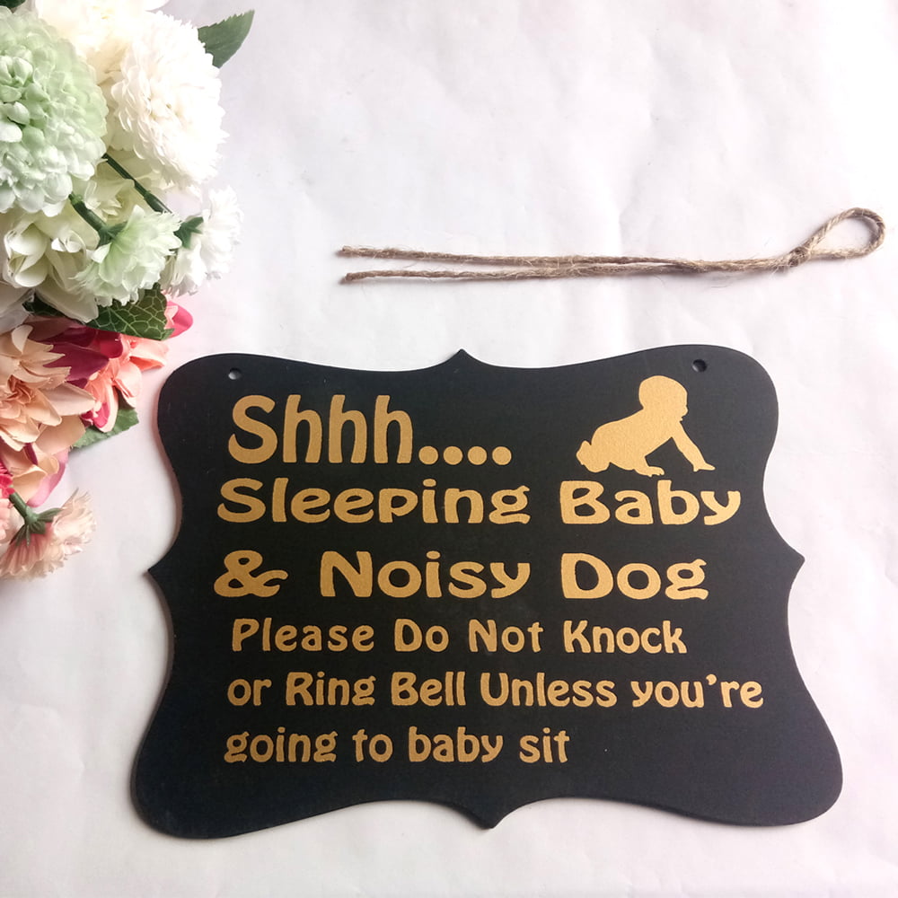 EasyBuying Wall Hanging Ornament Painted Wood Decorative Shhh Baby Sleeping Door Sign Black Decoration For Home Party Supply Style 1