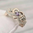 thumbnail image 2 of 2Ct Round Cut Simulated Amethyst Princess Heart Rings Women's Wedding Ring 14K Yellow Gold Plated, 2 of 4