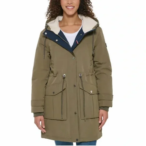 Tommy Hilfiger Ladies Parka Jacket Medium GREEN ( JUNIPER )