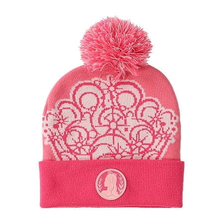 Wicked Glinda Pink Pom Beanie with Embroidered Crest Patch