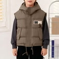 thumbnail image 2 of LRen Boys Down Vest Winter Warm Lined Sleeveless Jacket Insulated Padded Outerwear For Youth And Kids,6-7 Years,Z7-Khaki, 2 of 5