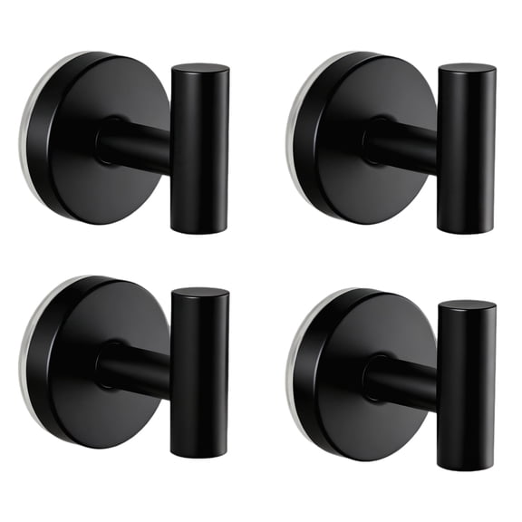 Lumikrypt 4 Pack Suction Cup Hooks for Shower, Shower Towel Suction Hooks for Hanging Loofah, Robe, Rustproof No Drill Wall Mounted Towel Hooks for Bathrooms Wall, Matte Black