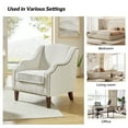 thumbnail image 2 of Wooden Upholstery Armchairs Set of 2 Lounge Sofa Club Accent Chairs Nailhead Trim Side Chairs Living Room Bedroom Ivory, 2 of 6